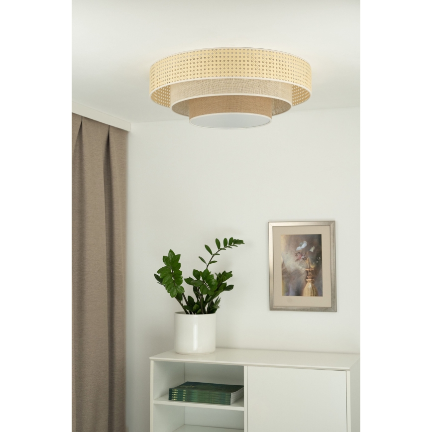 Duolla - Plafoniera LED LUNETA LED/26W/230V diametro 60 cm 4000K rattan/beige/marrone