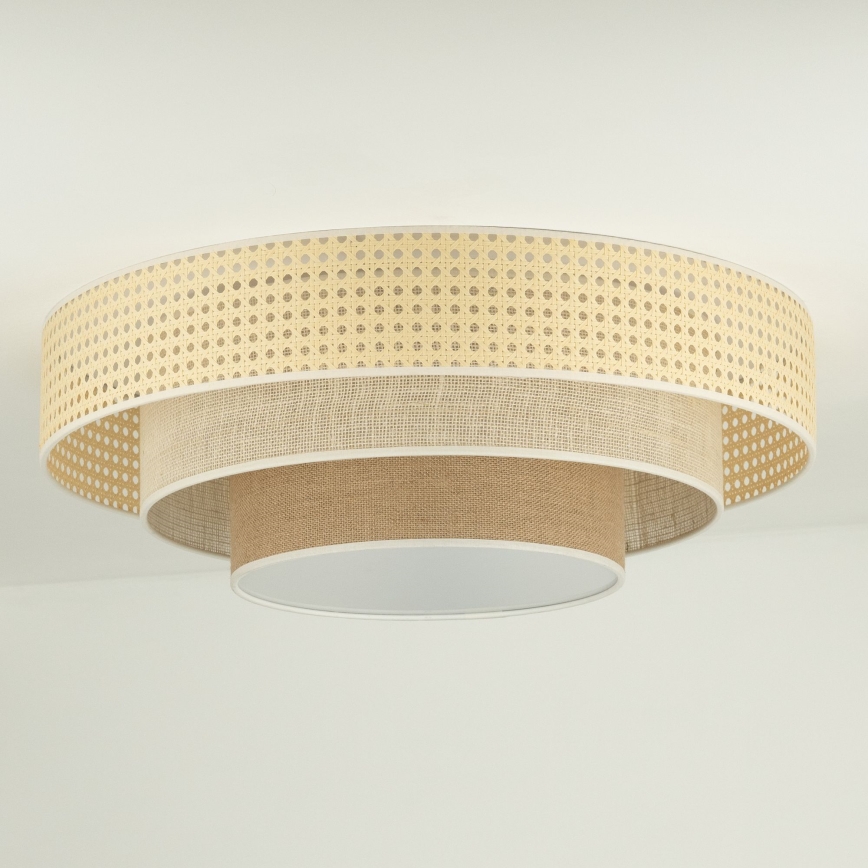 Duolla - Plafoniera LED LUNETA LED/26W/230V diametro 60 cm 4000K rattan/beige/marrone