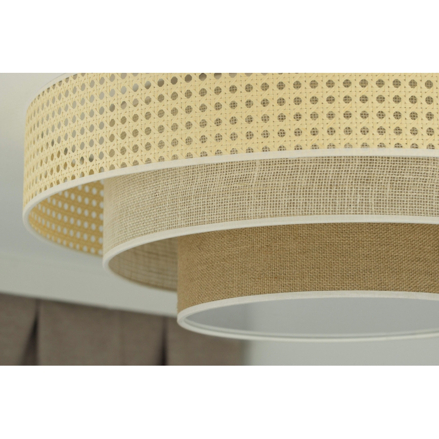 Duolla - Plafoniera LED LUNETA LED/26W/230V diametro 60 cm 4000K rattan/beige/marrone