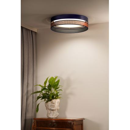 Duolla - Plafoniera LED ROLLER DUO SHINY LED/24W/230V diametro 45 cm blu/rame