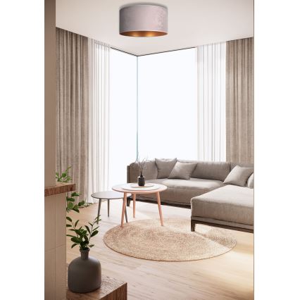 Duolla - Plafoniera ROLLER 1xE27/15W/230V diametro 40 cm grigio/oro