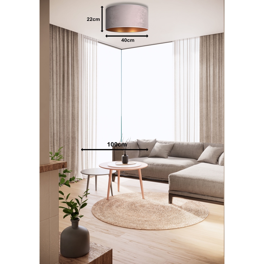 Duolla - Plafoniera ROLLER 1xE27/15W/230V diametro 40 cm grigio/oro