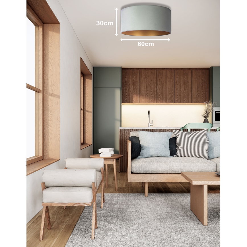 Duolla - Plafoniera ROLLER 3xE27/15W/230V diametro 60 cm chiaro verde/oro