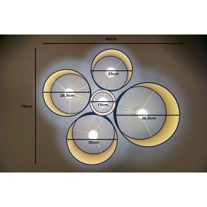 Duolla - Plafoniera ROLLER PENTO 5xE27/60W/230V blu
