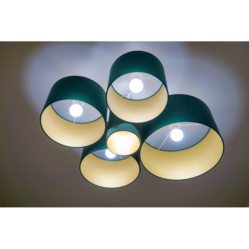 Duolla - Plafoniera ROLLER PENTO 5xE27/60W/230V verde/oro