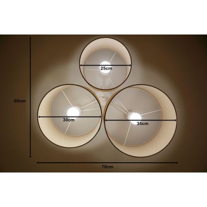 Duolla - Plafoniera ROLLER TRIO 3xE27/60W/230V beige