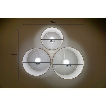 Duolla - Plafoniera ROLLER TRIO 3xE27/60W/230V bianco/oro