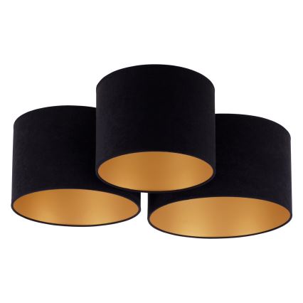 Duolla - Plafoniera ROLLER TRIO 3xE27/60W/230V nero/oro