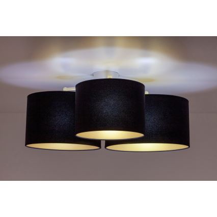 Duolla - Plafoniera ROLLER TRIO 3xE27/60W/230V nero/oro