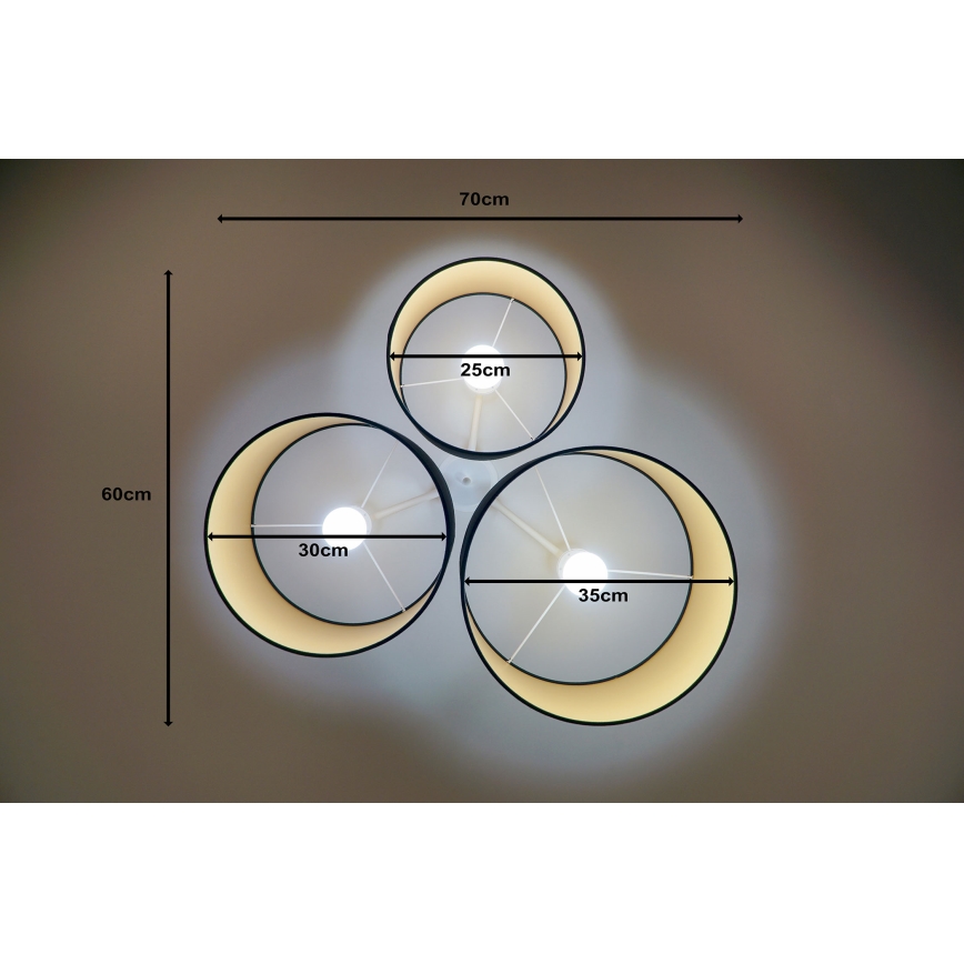 Duolla - Plafoniera ROLLER TRIO 3xE27/60W/230V nero/oro