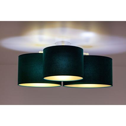 Duolla - Plafoniera ROLLER TRIO 3xE27/60W/230V verde/oro