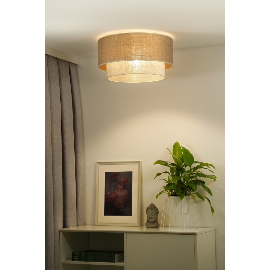 Duolla - Plafoniera YUTE BOHO 3xE27/15W/230V diametro 60 cm marrone/color crema