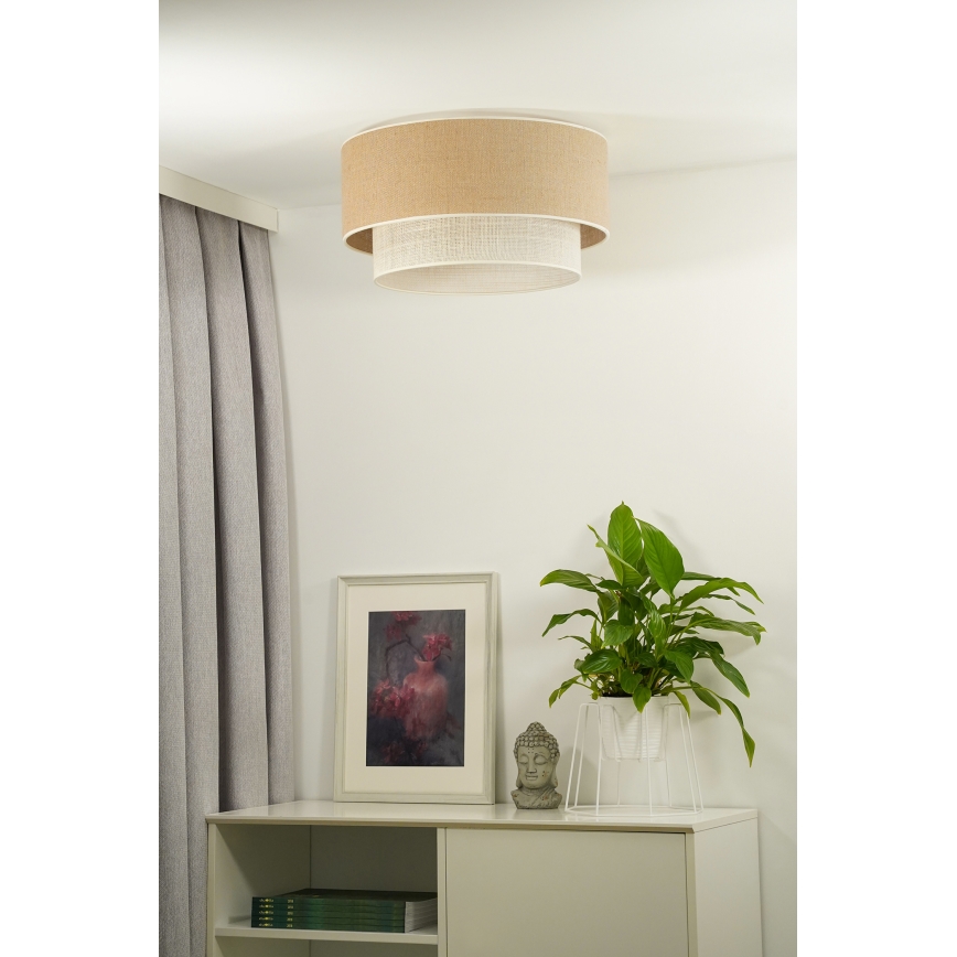 Duolla - Plafoniera YUTE BOHO 3xE27/15W/230V diametro 60 cm marrone/color crema