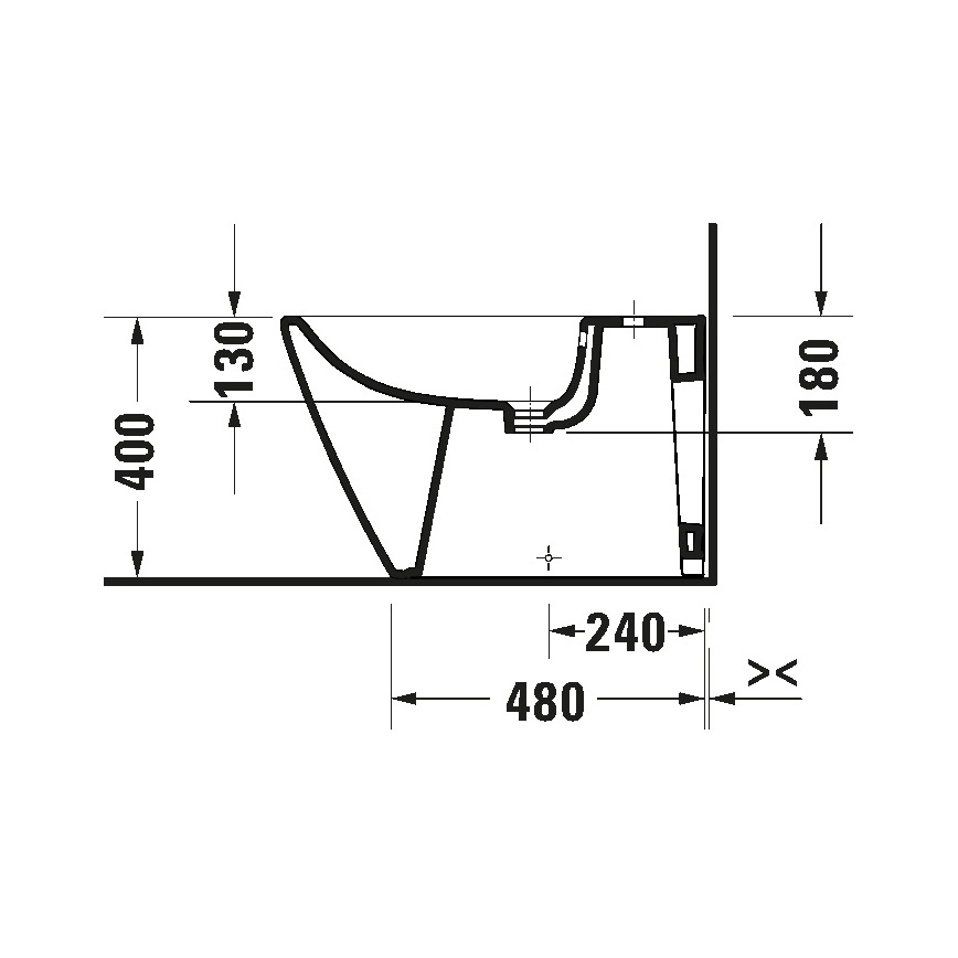Duravit 2294100000 - Bidet a pavimento D-NEO in ceramica, bianco lucido