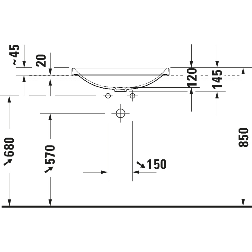 Duravit 358600079 - Lavabo da incasso D-NEO 60x44 cm ceramica/bianco lucido