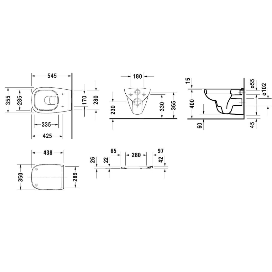 Duravit 45350900A1 - WC sospeso con sedile SoftClose D-CODE ceramica/bianco lucido
