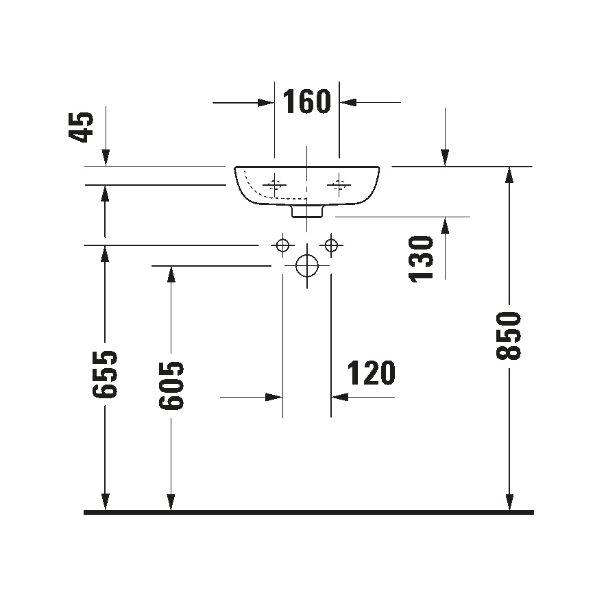 Duravit 7053600082 - Lavabo sospeso D-CODE 36x27 cm ceramica/bianco lucido
