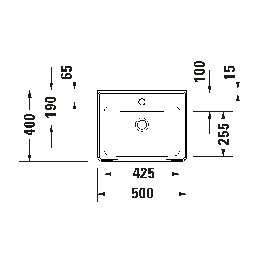 Duravit 742500000 - Lavabo sospeso D-NEO 50 x 40 cm in ceramica, bianco lucido