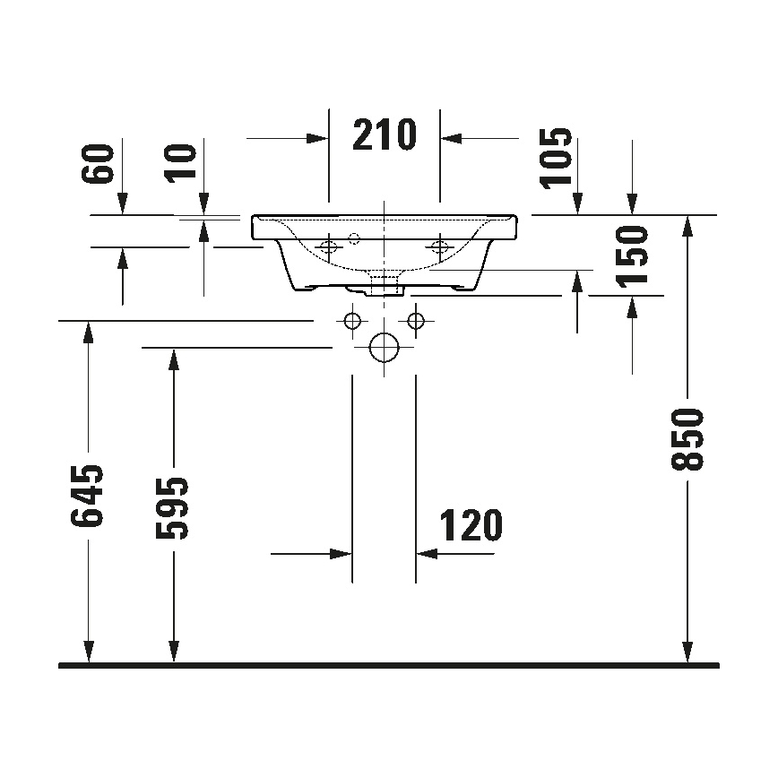 Duravit 742500000 - Lavabo sospeso D-NEO 50 x 40 cm in ceramica, bianco lucido