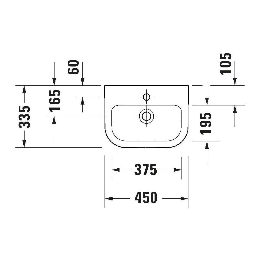 Duravit 7484500002 - Lavabo sospeso D-CODE 45x33,5 cm ceramica/bianco lucido