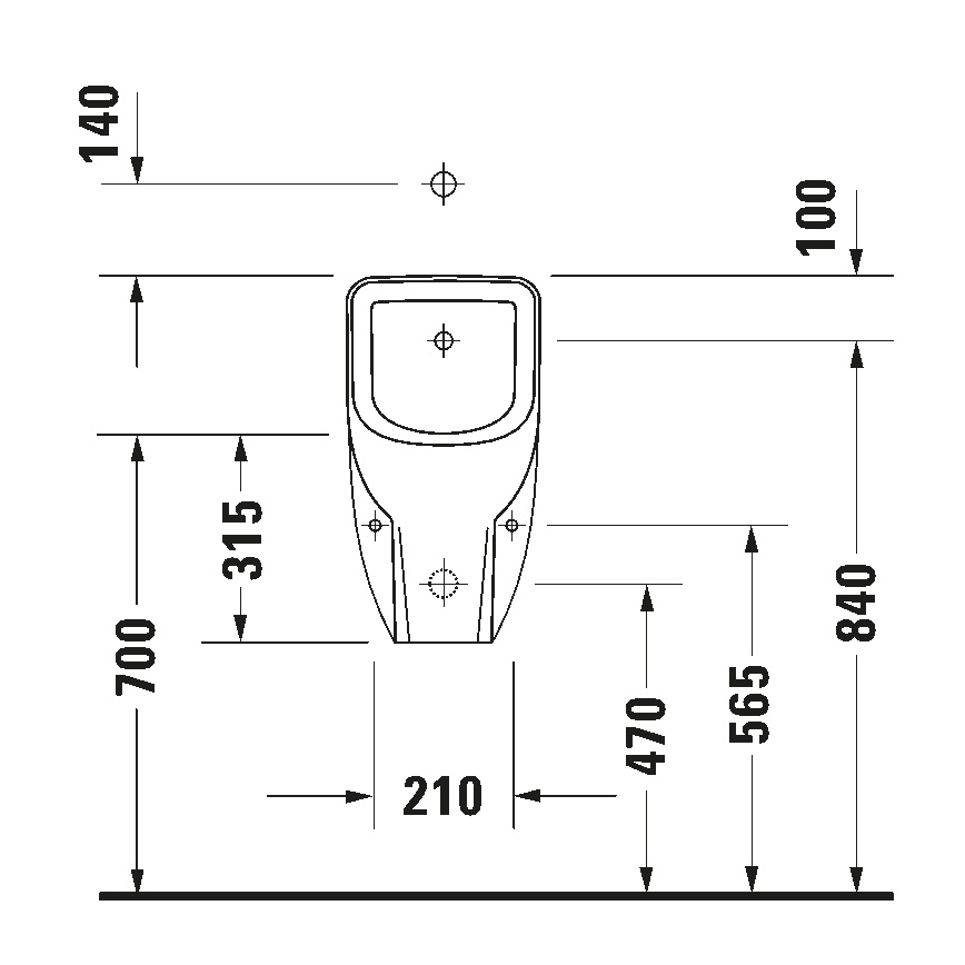 Duravit 828300000 - Urinale D-CODE senza brida, attacco acqua superiore, scarico posteriore, ceramica/bianco lucido