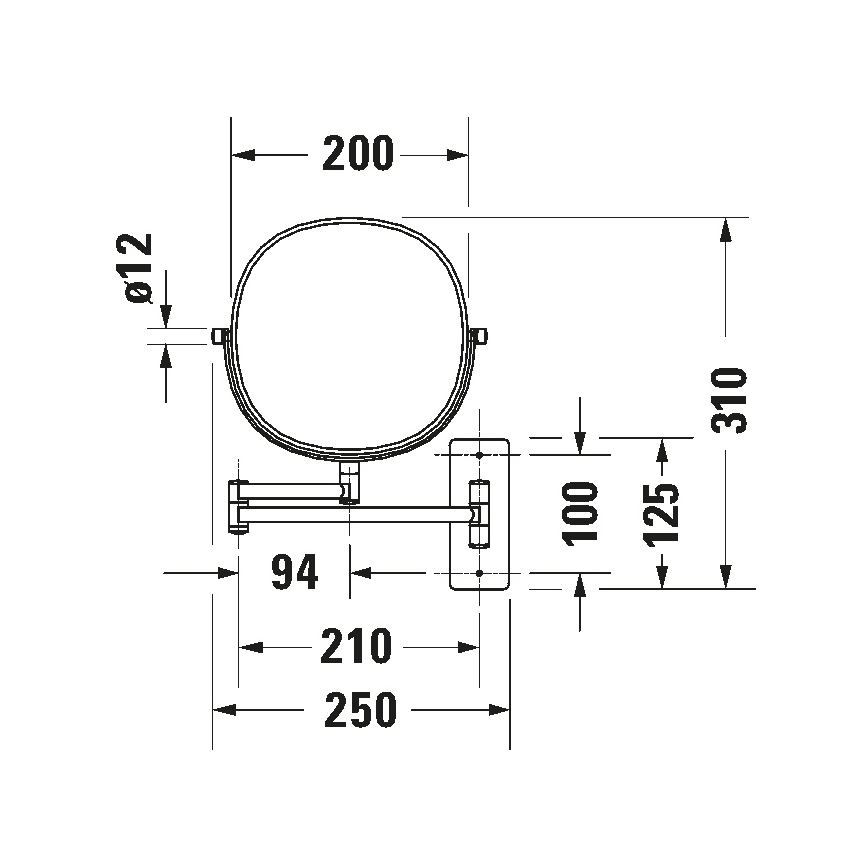 Duravit 99121000 - Specchio cosmetico da parete D-CODE, cromo lucido
