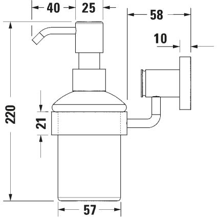 Duravit 99164600 - Dispenser da parete per sapone D-CODE 390 ml, vetro opalino/nero opaco