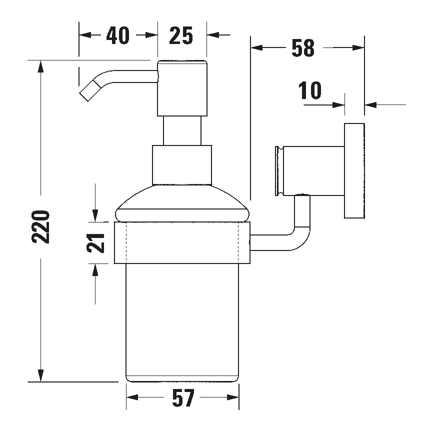 Duravit 99164600 - Dispenser da parete per sapone D-CODE 390 ml, vetro opalino/nero opaco