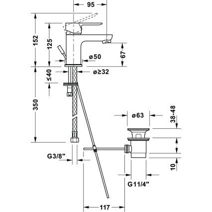 Duravit DC1013001046 - Miscelatore per lavabo + piletta D-CODE nero opaco
