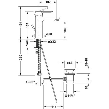 Duravit DC1023001046 - Miscelatore per lavabo con piletta D-CODE nero opaco