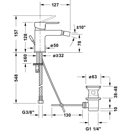 Duravit DC2400011046 - Miscelatore per bidet D-CODE nero opaco
