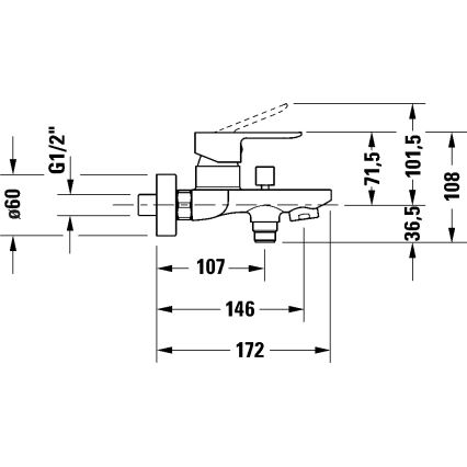 Duravit DC5230001046 - Miscelatore per vasca D-CODE nero opaco