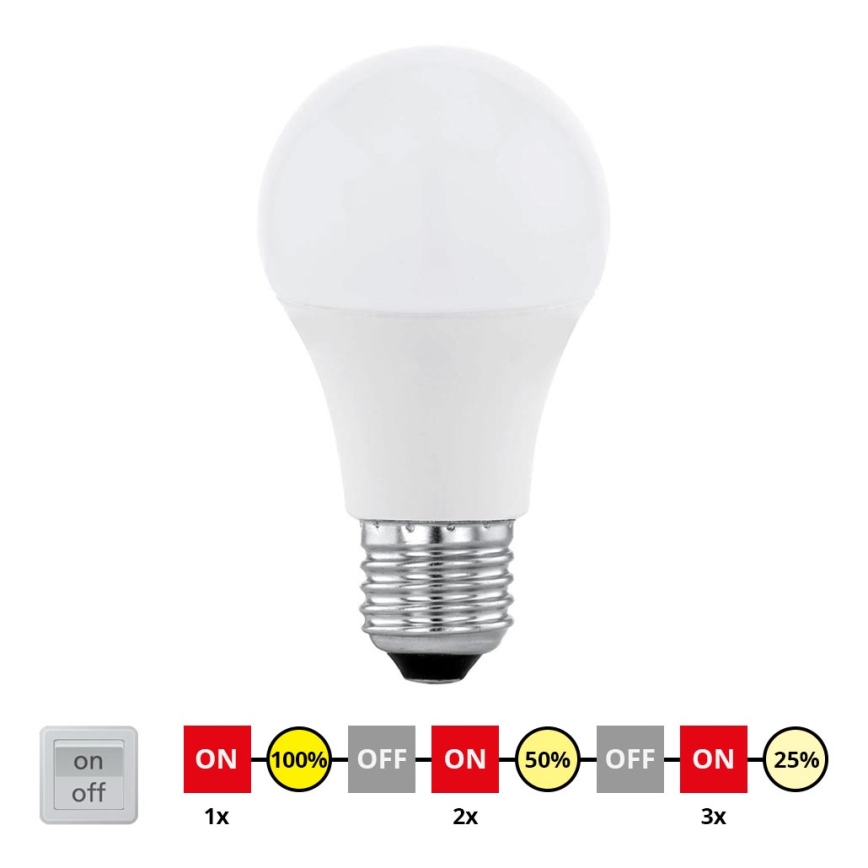 EGLO 11562 - Lampadina LED con dimmerazione ciclica E27/10W/230V - STEPDIMMING neutrale