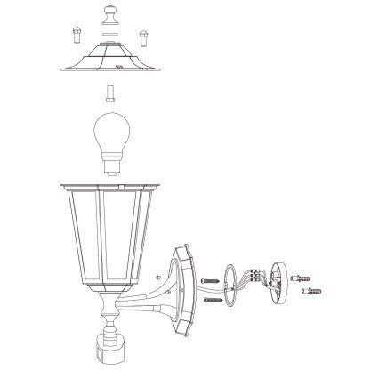 EGLO - Lampada da esterno con sensore 5 1xE27/60W/230V