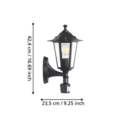 EGLO - Lampada con sensore 1xE27/60W nero