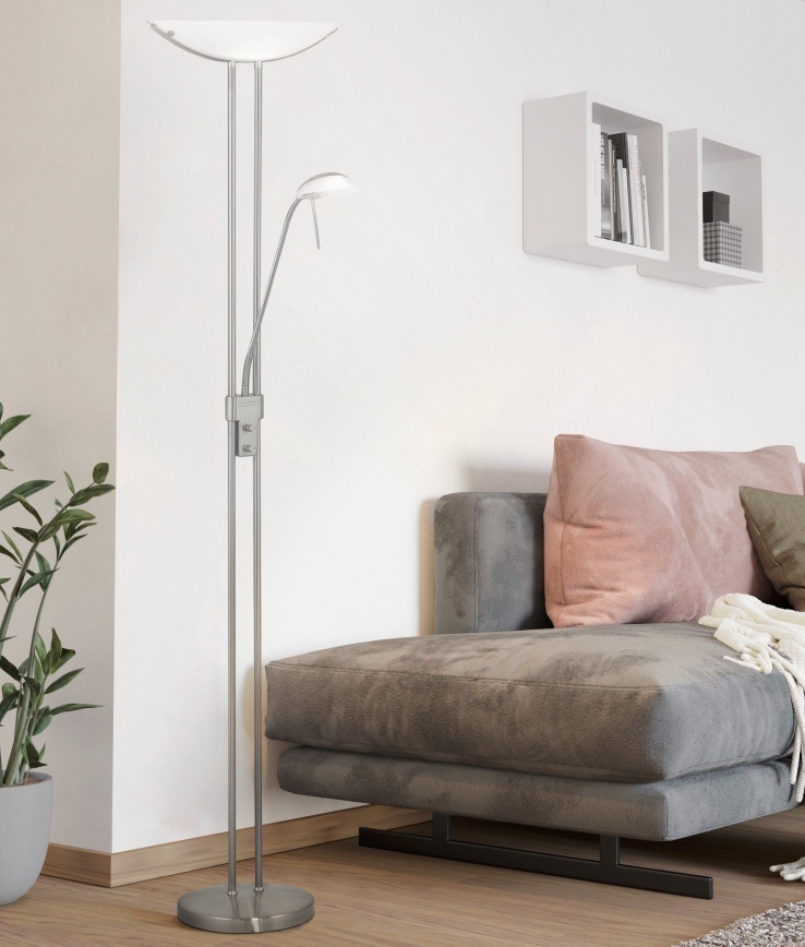 Eglo 25869 - Lampada da terra con dimmer BAYA 1xR7s/230W/230V + 1xG9/33W cromo opaco