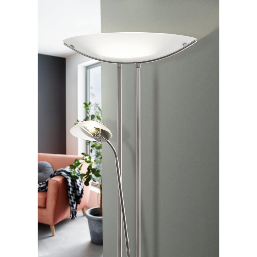 Eglo 25869 - Lampada da terra con dimmer BAYA 1xR7s/230W/230V + 1xG9/33W cromo opaco