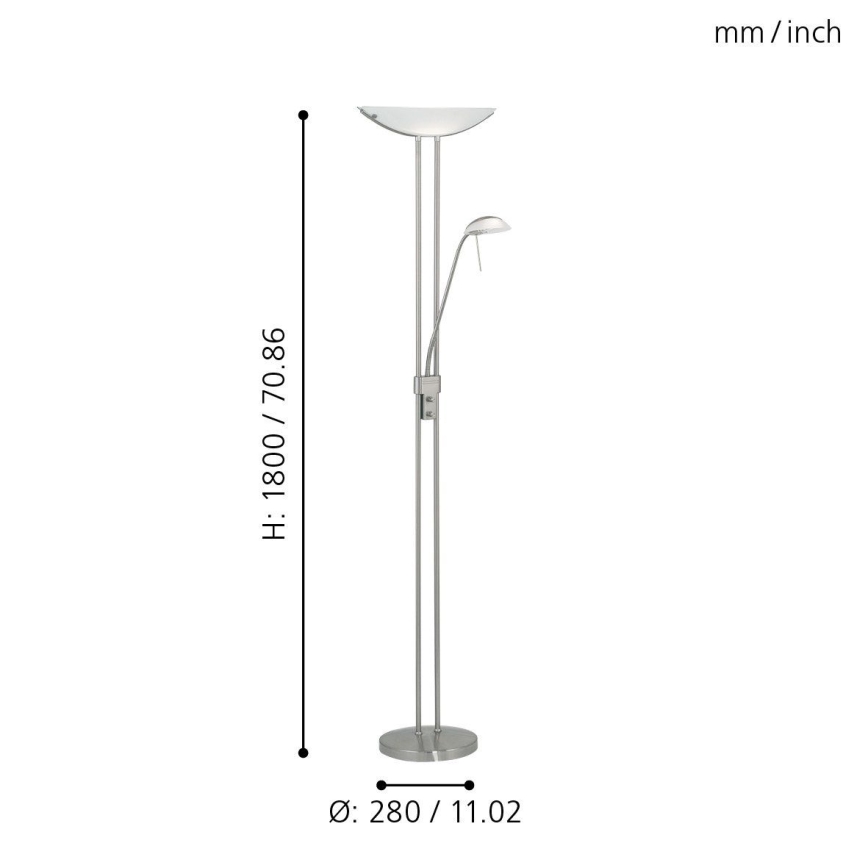Eglo 25869 - Lampada da terra con dimmer BAYA 1xR7s/230W/230V + 1xG9/33W cromo opaco