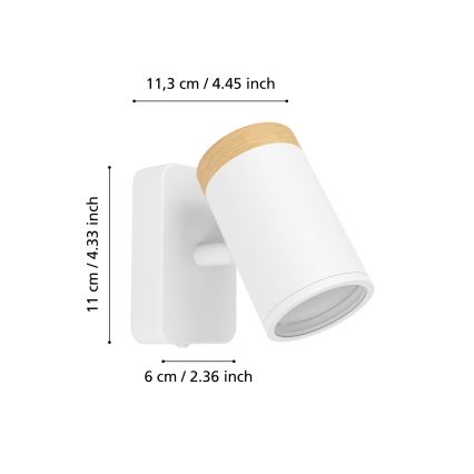 Eglo - Applique da parete a spot per il bagno 1xGU10/3W/230V IP44, bianco/beige