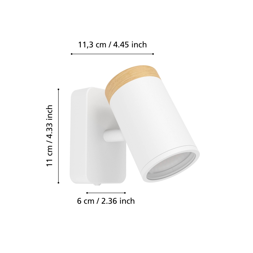 Eglo - Applique da parete a spot per il bagno 1xGU10/3W/230V IP44, bianco/beige