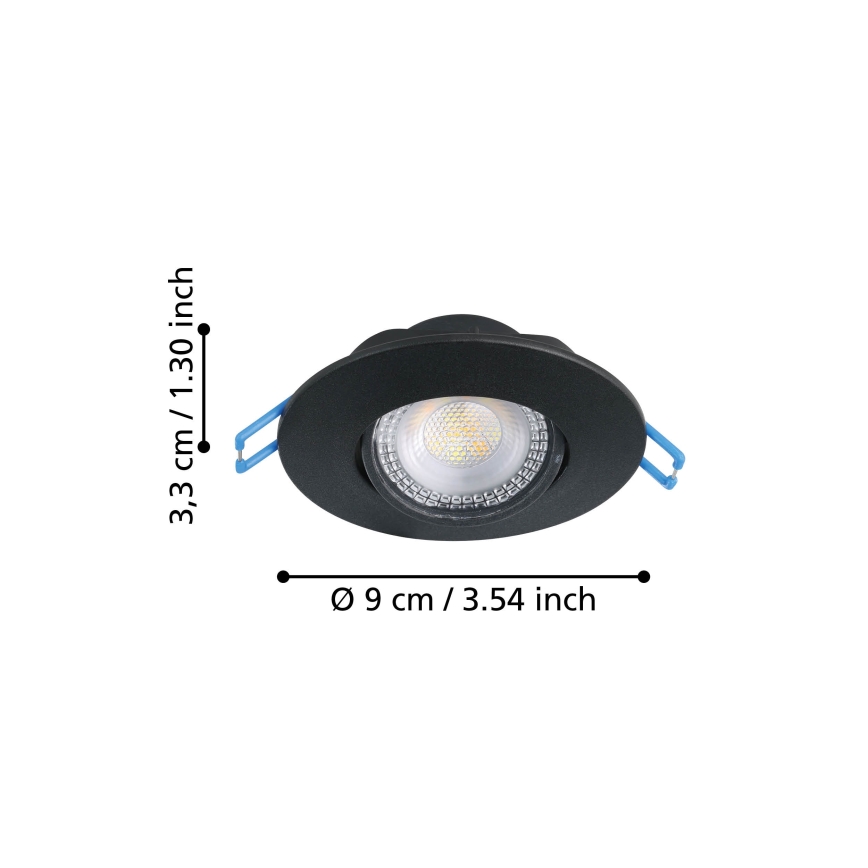 Eglo - Set da 3 faretti da incasso LED/4,9W/230V 2700/4000/6500K Ø 9 cm nero