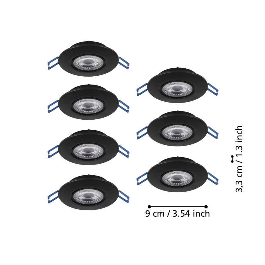 Eglo - Set 7x faretto da incasso LED/4,9W/230V 2700/4000/6500K Ø 9 cm nero