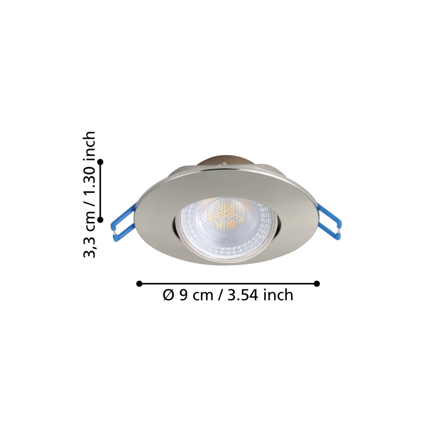 Eglo - Set da 10 faretti da incasso LED, 4,9 W, 230 V, 2700/4000/6500 K, Ø 9 cm, cromo opaco