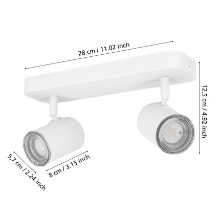Eglo - Faretto per bagno 2xGU10/5W/230V IP44 bianco