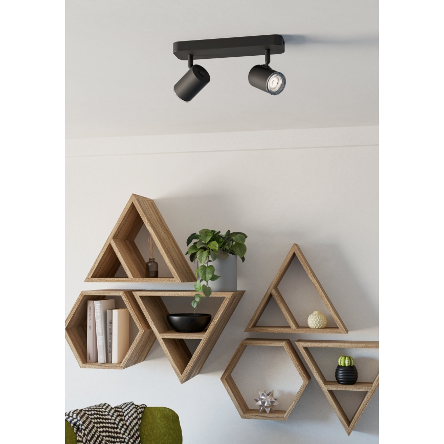 Eglo - Faretto da bagno 2xGU10/5W/230V IP44 nero