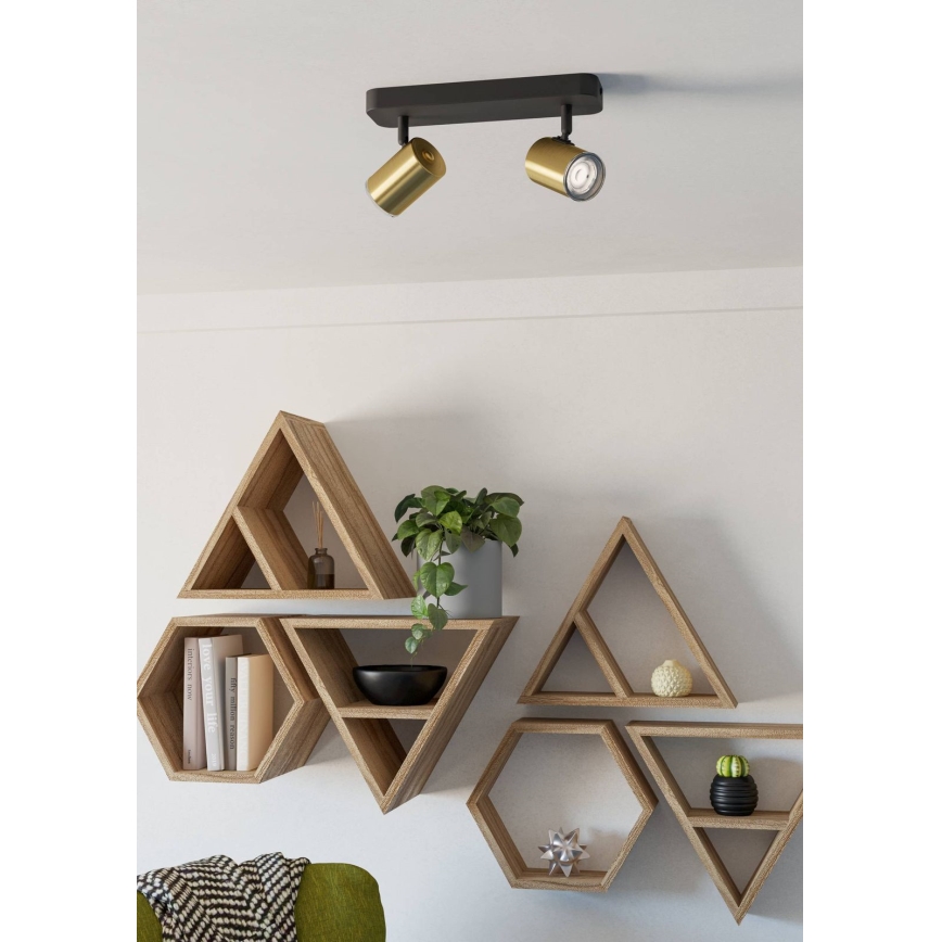 Eglo - Faretto da bagno 2xGU10/5W/230V IP44 nero/oro