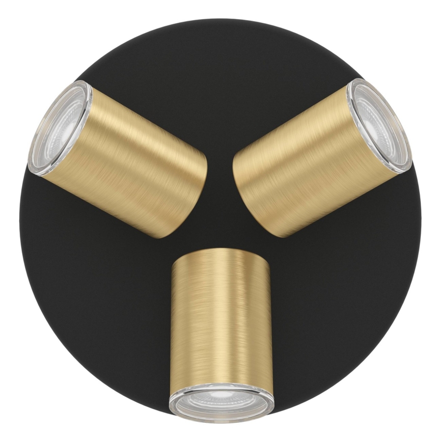 Eglo - Faretto da bagno 3xGU10/5W/230V Ø 25 cm IP44 nero/oro