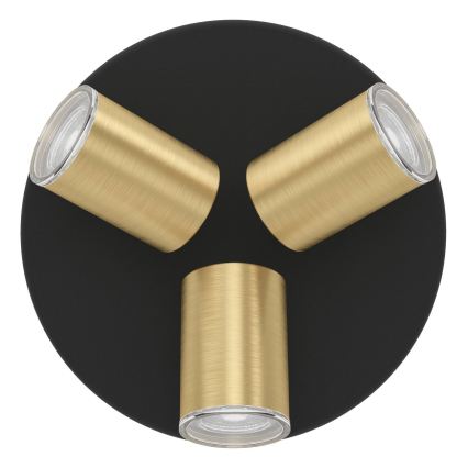 Eglo - Faretto da bagno 3xGU10/5W/230V IP44 nero/oro