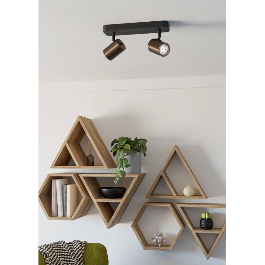 Eglo - Faretto da bagno 2xGU10/5W/230V IP44 nero/marrone