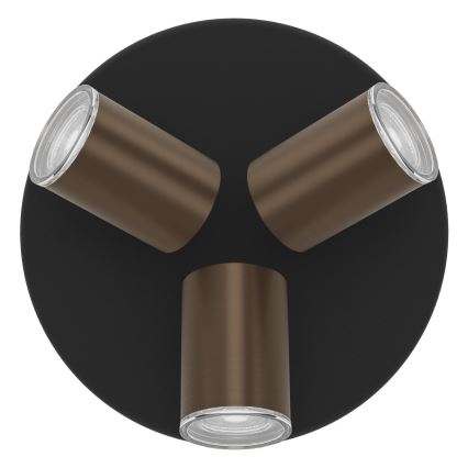 Eglo - Faretto da bagno 3xGU10/5W/230V IP44 nero/marrone